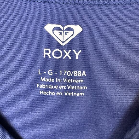 ROXY Youth Girls Blue UPF 50 Short Sleeve Logo Swimsuit Surf Top Rashguard - Picture 10 of 11